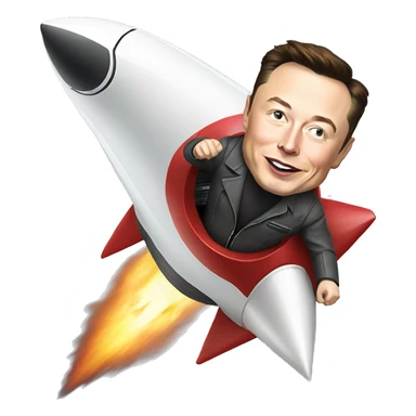 Elon Musk on a flying rocket sticker