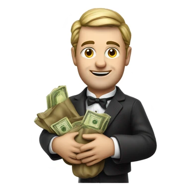 photorealistic aristocrat with money bag in his hands sticker
