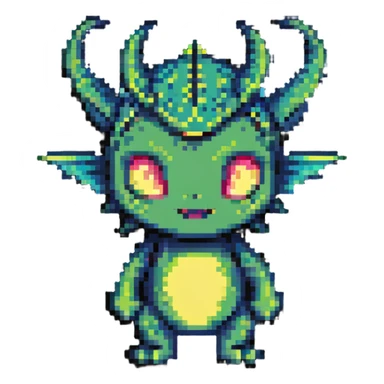 child with a mix of dragon 20%, alien 60%, and demon 20% traits sticker