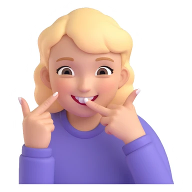 person smiling while biting their fingernail, playful mood sticker