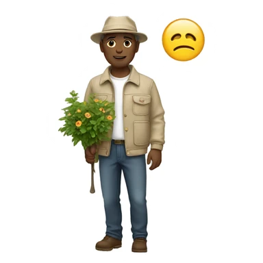 gardener beige jacket white male sticker