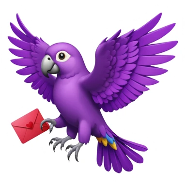 purple parrot with cards spread out in its wings sticker