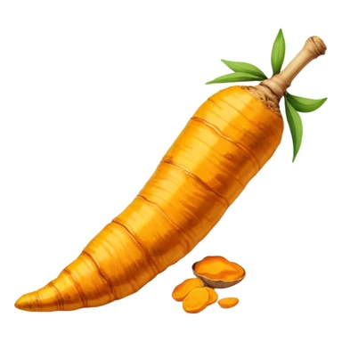 Turmeric root with golden glow, anti-inflammatory food sticker