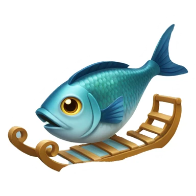 fish snow sledding sticker