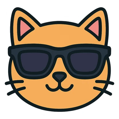 cat wearing sunglasses color icon sticker