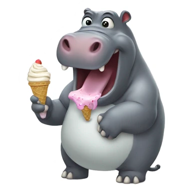 Hippopotamus eating ice cream sticker