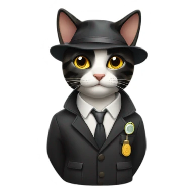 Black cat tabby cat schoolboy detectives sticker