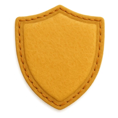 <StylePrompt>
  <Name>Minimal Felt Appliqué Icon</Name>
  <Description>
    A simplified plush icon style with soft felt textures, minimal facial features, and gentle stitching. Focuses on iconic shapes with low visual complexity for maximum clarity at small sizes.
  </Description>
  <VisualProperties>
    <Material>Felt</Material>
    <Texture>Soft, matte surface with faint fiber detail</Texture>
    <Stitching>
      <Type>Thin thread</Type>
      <Color>Muted orange or brown</Color>
      <Pattern>Sparse edge stitching only</Pattern>
    </Stitching>
    <Padding>Low to moderate—slightly puffy but not high-relief</Padding>
    <Edges>Smooth, rounded</Edges>
    <ColorPalette>
      <Primary>Warm yellows, oranges, and browns</Primary>
      <Accent>Minimal dark brown for eyes and nose</Accent>
      <Background>Plain or soft gradient, off-white preferred</Background>
    </ColorPalette>
  </VisualProperties>
  <FacialFeatures>
    <Eyes>Small circles, dark brown</Eyes>
    <Nose>Simple dot or triangle</Nose>
    <Mouth>Omit or use curved line only</Mouth>
    <DetailLevel>Low</DetailLevel>
  </FacialFeatures>
  <Rendering>
    <Lighting>Flat and soft, minimal shadows</Lighting>
    <Perspective>Side or front profile, no complex angles</Perspective>
  </Rendering>
  <Applicability>
    <SubjectType>Animals, objects, icons</SubjectType>
    <OutputFormat>Flat icon or patch-style asset</OutputFormat>
  </Applicability>
</StylePrompt>


{subject} = shield sticker