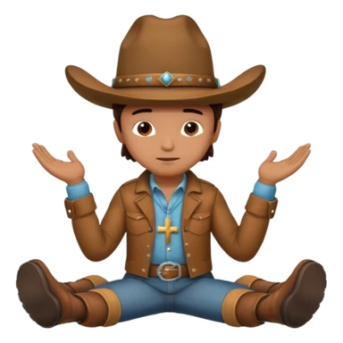 cowboy hat on the ground boots beside it hands in prayer position sticker