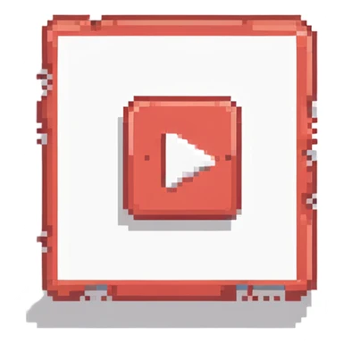 YouTube logo, pixel art, red and white, no text sticker
