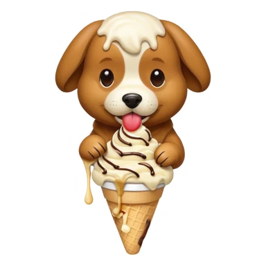 Dog eating ice cream sticker