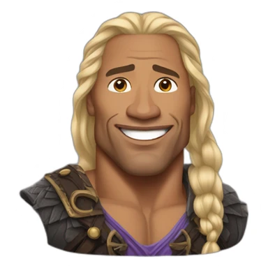 Dwayne Johnson wearing rapunzel hair sticker