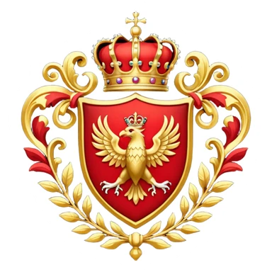 Royal crest, red & gold, red theme sticker