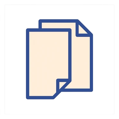 very simple flat color clip art of two overlapping sheets of paper, minimal, no text sticker