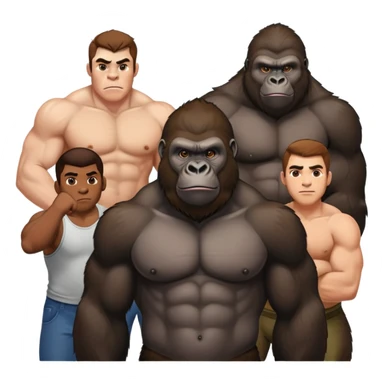 gorilla with 100 men around him sticker