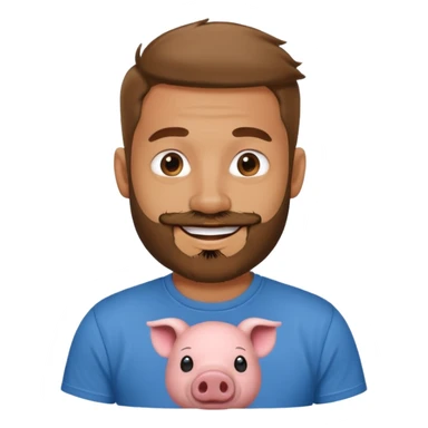 mischevious devil guy thats not scary, just a t-shirt with a beard and a pig nose sticker