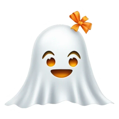 happy ghost with an orange bow sticker