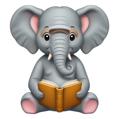 sitting An elephant with a book sticker