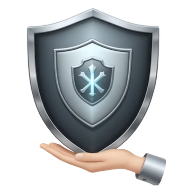 hand holding a tablet with a shield symbol sticker