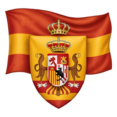  Bandera de España 🇪🇸 con un aguila marrón atrás del escudo de España sticker