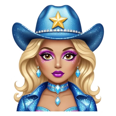 cowboy drag queen glitter sparkles babe girl makeup diva brat sticker
