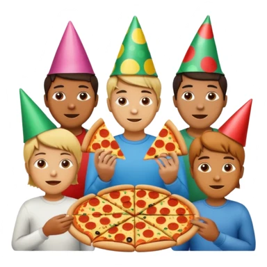 grupo de amigos felices comiendo pizza sticker