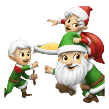 3 elves stealing Santa’s pile of salt sticker