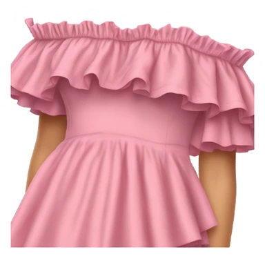 Realistic pink ruffle off shoulder top, isolated sticker