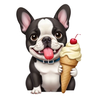  French bulldog eating ice cream sticker