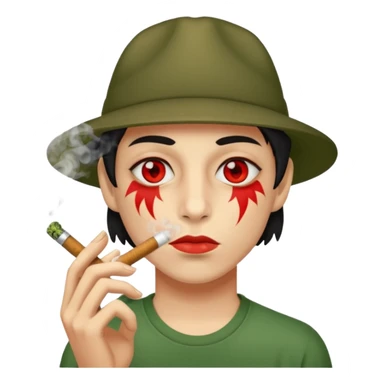 Person smoking weed with red eyes sticker