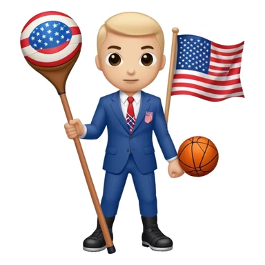 Spider-Man with an American flag a hockey stick and a basketball sticker