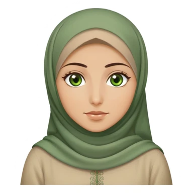 Turkish beautiful finish Konya girl green eyes with beige hijab islamic dress and with good night background sticker