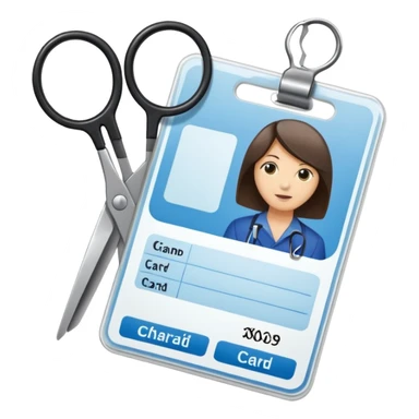 Scissors cutting an ID card in 2 parts.hyper realistic sticker