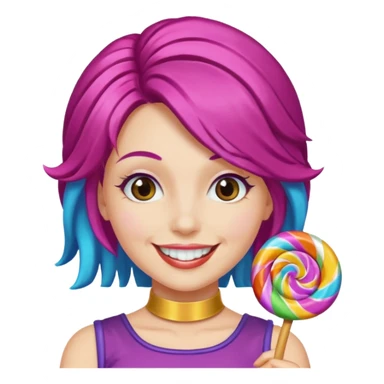colorful hair woman with candy costume sticker