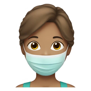 Brown hair girl with face mask sticker