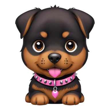 Rottweiler puppy with pink spiked collar sticker