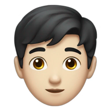 cute boy with short black hair and blue eyes and an imposing nose sticker
