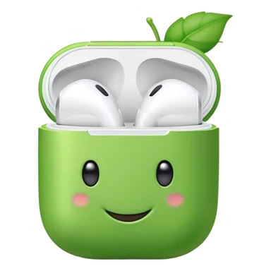 cute green pea wearing airpods sticker