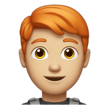 a red head boy with a mac sticker