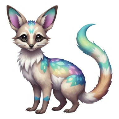 Rare realistic pretty beautiful gorgeous iridescent white exotic epic aesthetic colorful Trico-Genet-Eevee-Genet-species-Fakemon-hybrid-creature, with intricate tattoo markings, full body sticker