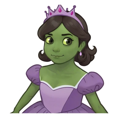 Girl with dark brown hair and green eyes in purple princess dress sticker