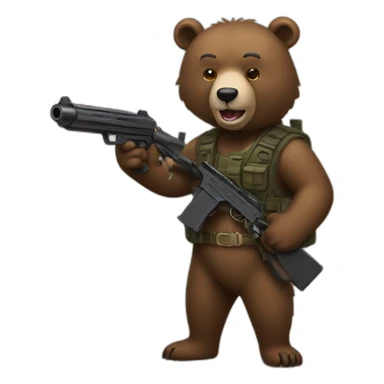 Bear holding a gun sticker