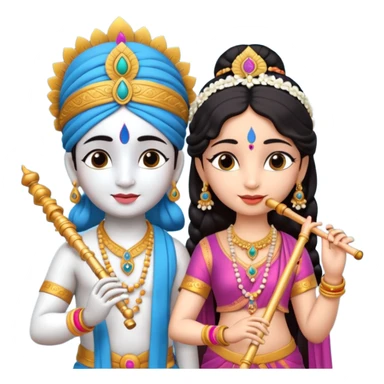 3d Krishna and Radha cute standing together with fuet sticker