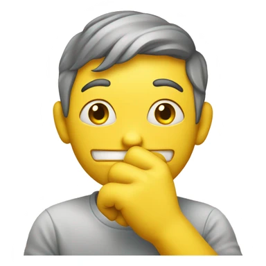 yellow cartoon smiley hand holding chin sticker