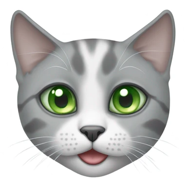 grey and white shorthair cat, one blue eye and one green eye sticker