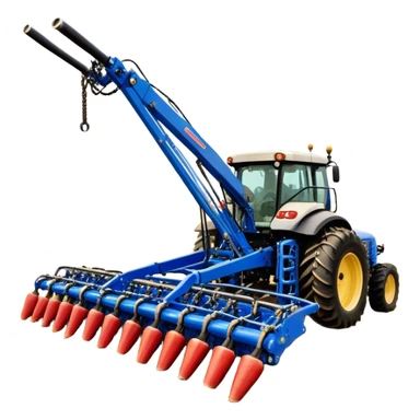 Bourgault 3420 Paralink Hoe Drill (2022) – Cinematic-realistic Bourgault 3420 Paralink Hoe Drill, its massive blue frame stretching across the vast fields. The powerful machine plants seeds with pinpoint accuracy as the sun rises over the horizon, golden dust swirling in the crisp morning air. sticker