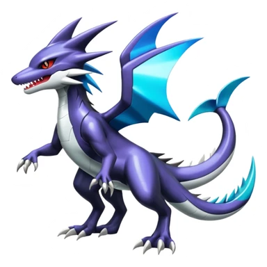 Futuristic Shiny Mightyena-Sharpedo-Garchomp-Noivern-Silvally-Fakémon-hybrid-creature (full body)  sticker