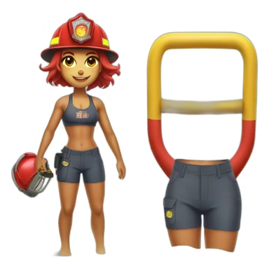 Buffed Cat girl Firefighter beach volley sticker