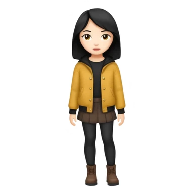 Full body light skin black hair girl fall outfit sticker