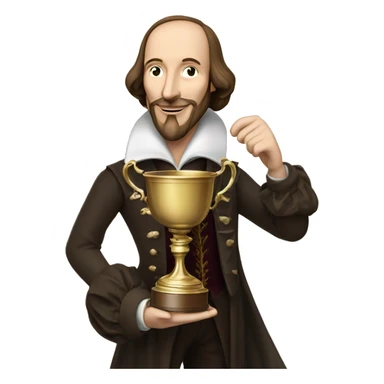 William Shakespeare holds the winner's cup in his hand sticker